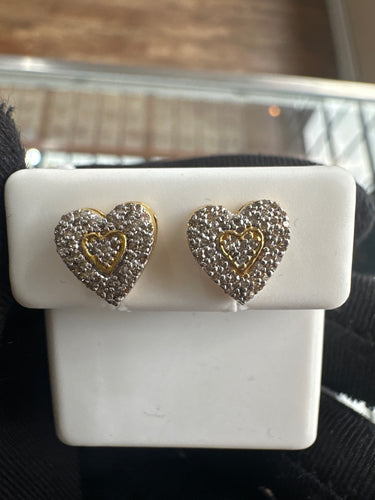 Diamond heart halo earrings