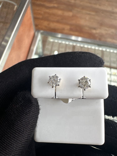 14kt Solitaire diamond earrings .42ct each total .84ct