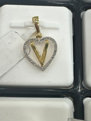 Diamond letter v pendant