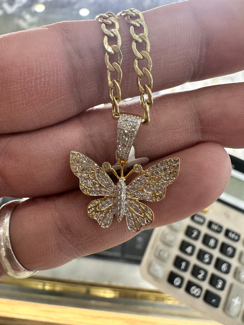 .43ct diamond butterfly and cuban necklace